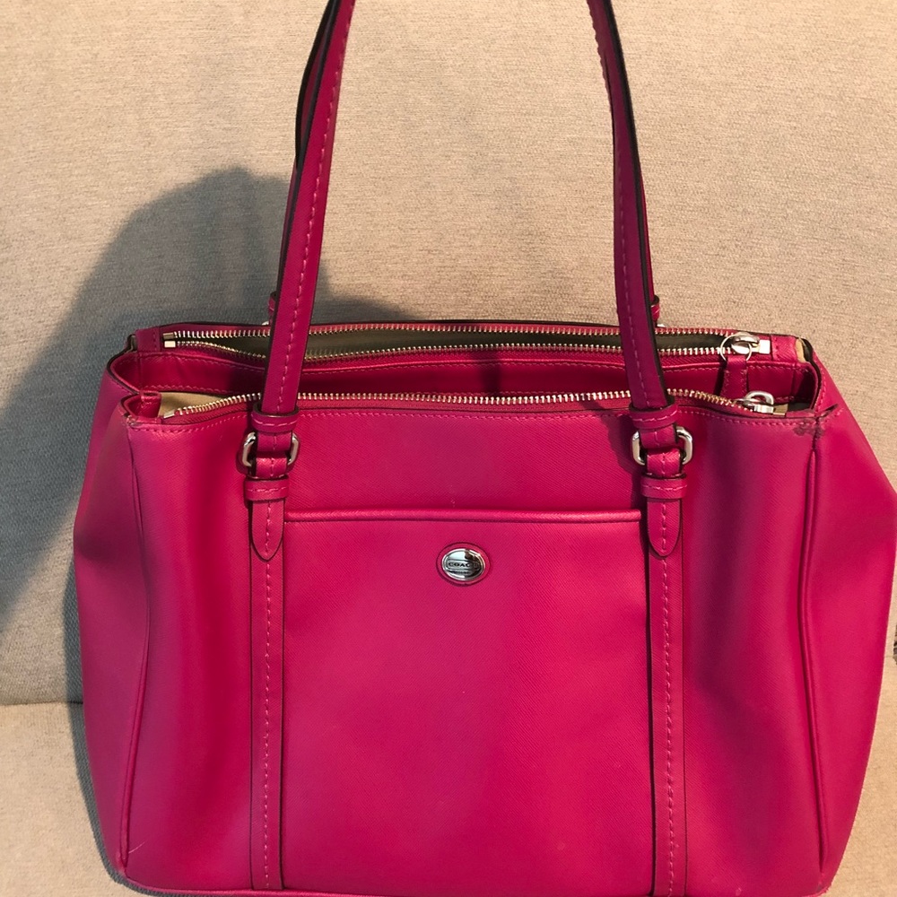 Coach Leather Tote Shoulder bag-Pink